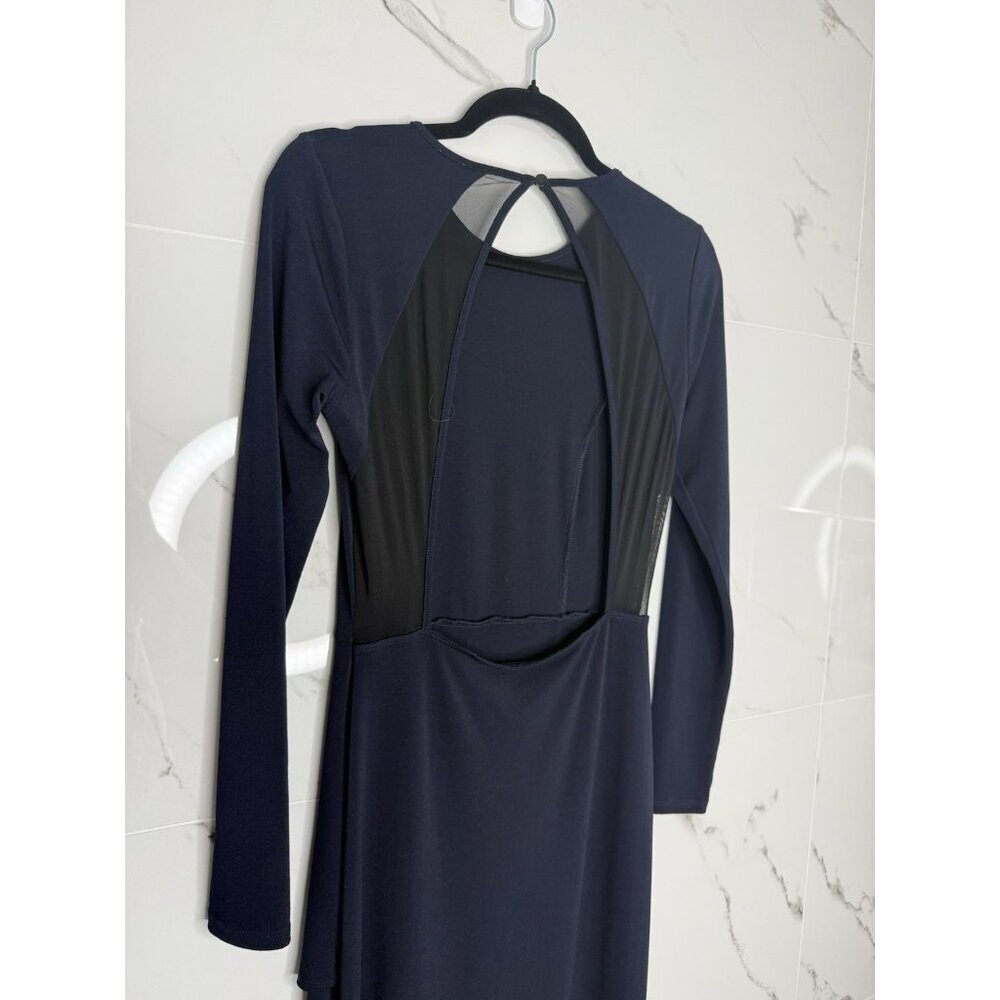 ASOS Navy Open Back Maxi Dress Slit Sz 6 Sexy Prom Gala Classic Party Wedding​